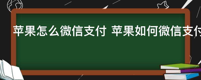 苹果怎么微信支付 苹果如何微信支付