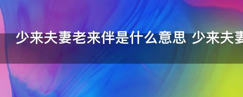 少来夫妻老来伴是什么意思 少来夫妻老来伴的含义