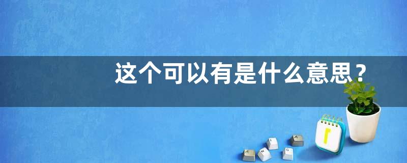 这个可以有是什么意思？