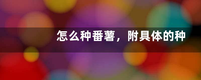 怎么种番薯，附具体的种植方法